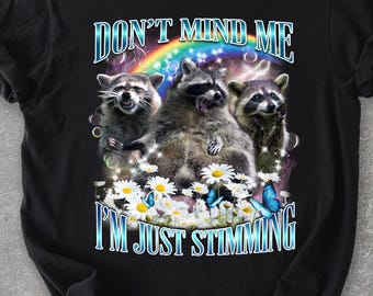Funny Autism Raccoon Shirt, Vintage Bootleg Graphic TShirt for Raccoon Lover, Gift for ADHD Friend T-shirt, Retro Raccoon Comfort Colors Top