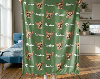 Personalized Dog Fleece Blanket, Custom Pet Photo Throw for Nursery, Boho Dog Mom Gift, Cozy Dog Dad Blanket, Pet Remembrance Gift,