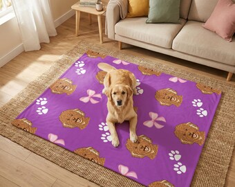 Custom Coquette Dog Fleece Blanket, Personalized Cottagecore Pet Throw for Baby Girl, Cozy Dog Mom Gift, Pet Memorial Blanket Keepsake