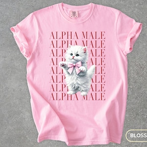 Coquette Cat T-shirt for Women, Sarcastic Alpha Male Shirt for Bachelorette Party Gag Gift for Men, Watercolor Cat Art Pet Person Tee-shirt