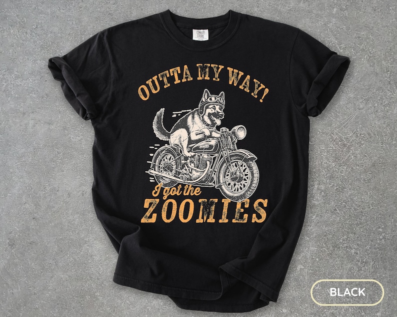 Retro Dog Biker T-Shirt: Moto Boho German Shepherd Tee image 4