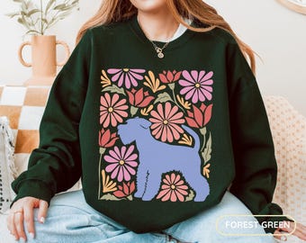 Retro Boho Schnauzer Sweatshirt: Cottagecore Dog Mom Jumper
