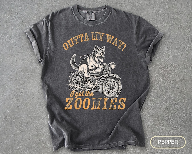 Retro Dog Biker T-Shirt: Moto Boho German Shepherd Tee image 1