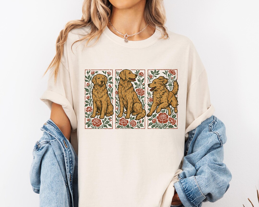 Floral Golden Retriever Shirt, Boho Golden Retriever Tshirt, Gift for ...