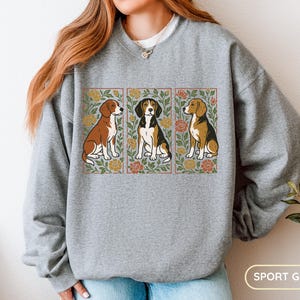 Cottagecore Beagle Sweater, Floral Beagle Sweatshirt Gift for Dog Mom, Dog Dad Gift, Cozy Pet Owner Pajama Top for Beagle Lover Crewneck