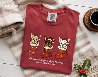 Chihuahua Christmas TShirt, Feliz Navidad Chihuahua Shirt, Funny Christmas Gift for Dog Mom, Dog Dad Comfort Colors T-Shirt, Xmas Dog Shirt