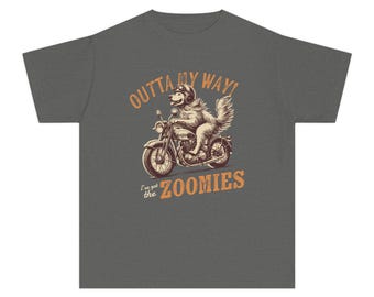 Outta My Way Golden Retriever on Motorcycle Kids Shirt