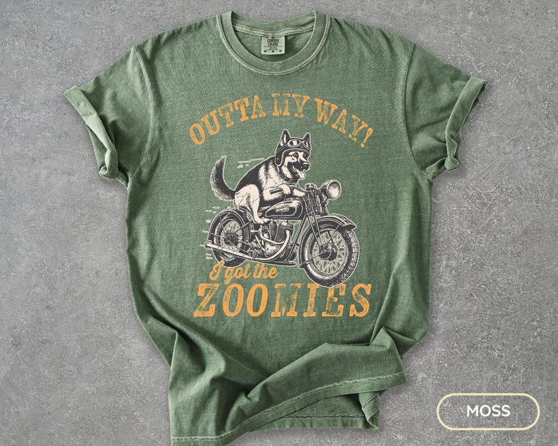 Retro Dog Biker T-Shirt: Moto Boho German Shepherd Tee image 5