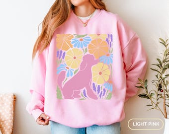 Cottagecore Poodle Sweatshirt: Floral Dog Mom Gift, 60s Style
