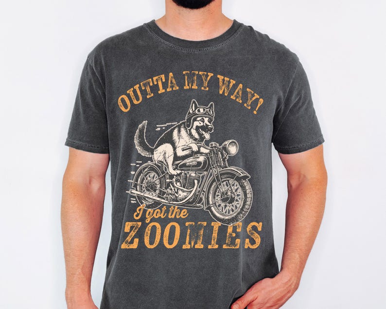Retro Dog Biker T-Shirt: Moto Boho German Shepherd Tee image 6