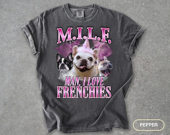 Lustiges Französische Bulldogge Shirt für Hundeliebhaber Geschenk, Frenchie Mama Hund Mutter T-Shirt, Vintage Mila Bootleg T-Shirt, Retro Haustier Komfort Farben Shirt
