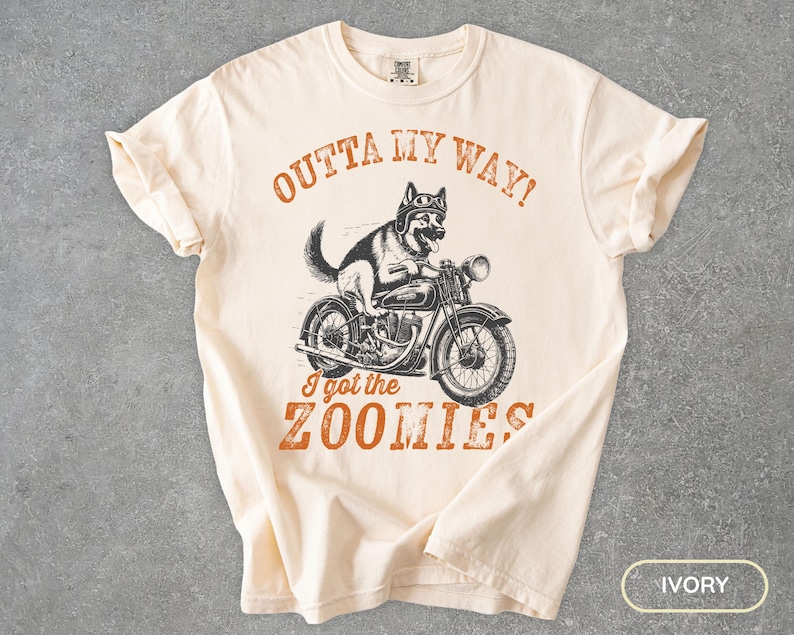 Retro Dog Biker T-Shirt: Moto Boho German Shepherd Tee image 2