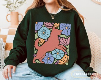 Cottagecore German Shepherd Sweater: Boho Floral Dog Mom Gift