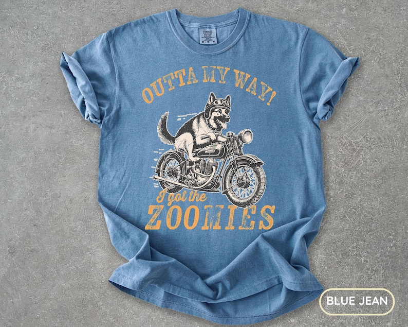 Retro Dog Biker T-Shirt: Moto Boho German Shepherd Tee image 3