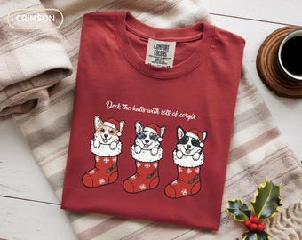 Festive Welsh Corgi Christmas Shirt, Cute Dog Lover Holiday Tee, Aesthetic Pet Parent Gift, Cozy Winter Corgi Top, Funny Xmas Dog Shirt