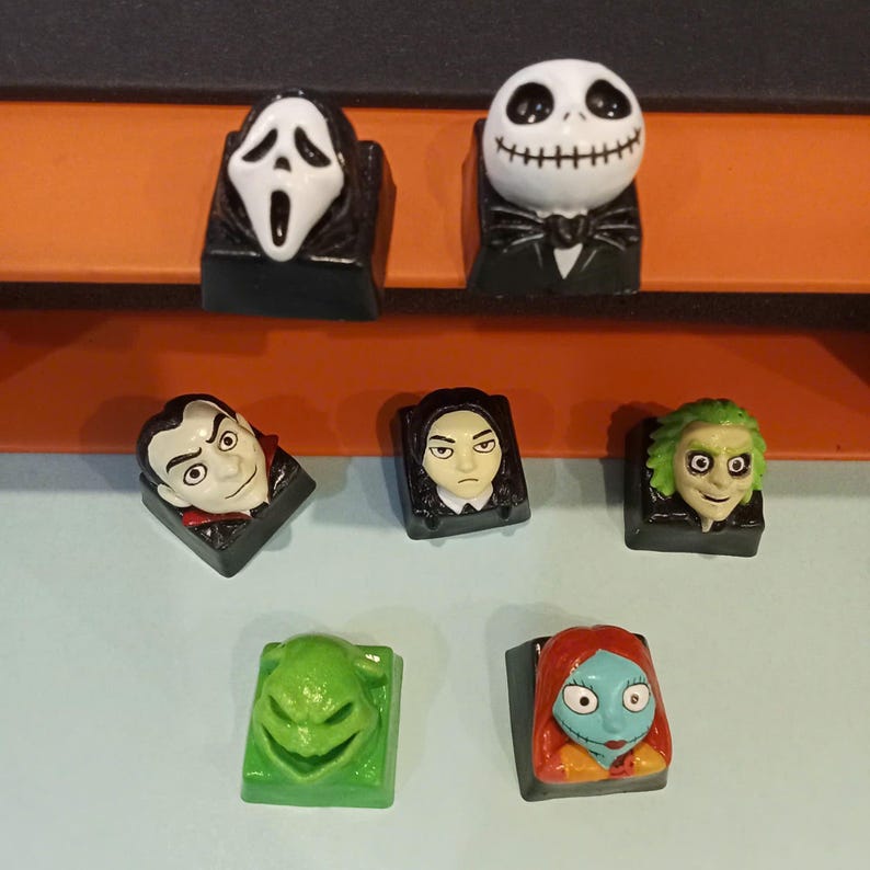 Halloween Anime Keycaps Set, Handmade Artisan Resin Keycaps, Spooky ...