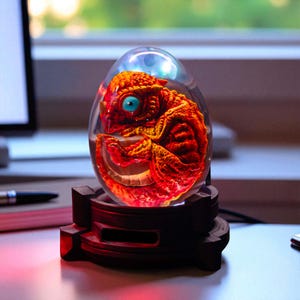 Cute Dinosaur Egg Lamp, Fun Gift for Dino Lovers, Christmas Gift, Gift for Kids & Fans Dino Egg Resin Lamp, Birthday or Back To School Gift