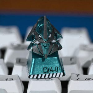 Handmade Resin Keycap: Anime Gamer Desk Decor - EVA Inspired