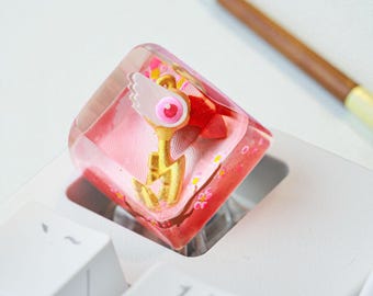 Capuchon de touche en résine en forme de clé Sakura, touche de clavier mécanique 1U personnalisée