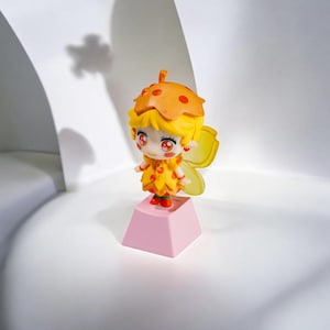 Handmade Anime Girl Keycap: Yellow Hair Resin Cherry MX Keycap
