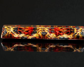 Handmade Dragon Artisan Spacebar Keycap 6.25U – Fiery Lava Resin Keycap for Mechanical Keyboard
