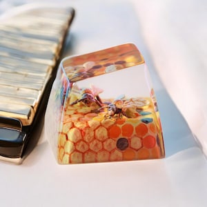 Wabenförmige Schlüsselkappe, Schlüsselkappen Bee Handwerker, Benutzerdefinierte Artisan-Schlüsselkappen, Schlüsselkappen Anime niedlich, Orange Schlüsselkappen, Back To School Geschenkidee, handgemachtes Geschenk