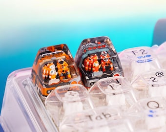 Orange Cat Artisan Resin Keycap: Astronaut Keyboard Accessory