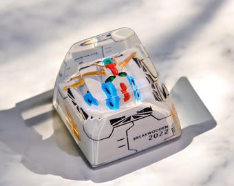 Porte-clés Gundam Artisan en résine : commutateur MX pour robot animé fabriqué à la main