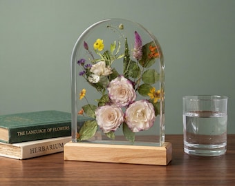 植物モチーフの装飾ランプ、押し花樹脂アート、居心地の良い寝室やデスクライト、お母さんや奥様への心のこもった贈り物