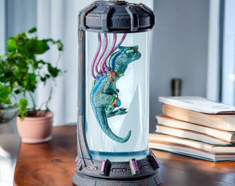 Handmade Triceratops Resin Lamp: Dinosaur Room Decor