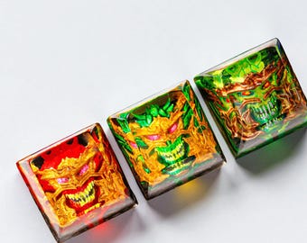 Handgemachte Resin Krieger Maske Keycap, Vivid Gamer Keycap