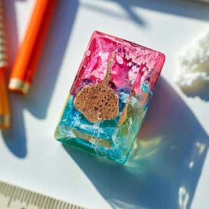 Sea Life Resin Keycap, Handgefertigter Stachelrochen & Schildkröte, Ocean Lovers Geschenk, Custom Keyboard Dekoration Geschenk, Schulanfang und Weihnachtsgeschenke