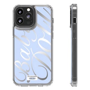 Baby Doll Texthülle, blauer, versilberter Spiegel, Rahmenhülle für iPhone 14 15 Pro Max 11 12 13 Pro Max Drop-Schutz-Abdeckung