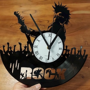 Hard Rock Music Record Clock TheKreativVinylShop Gift Idea Wall Clock Vinyl Clock