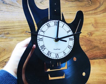 E Guitar ST Record Clock TheKreativVinylShop Gift Idea Wall Clock Vinyl Clock