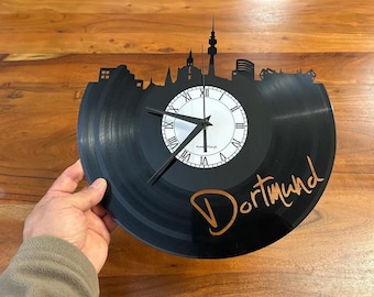 Dortmund Skyline Vinyl Clock TheKreativVinylShop Gift Idea Wall Clock Vinyl Clock