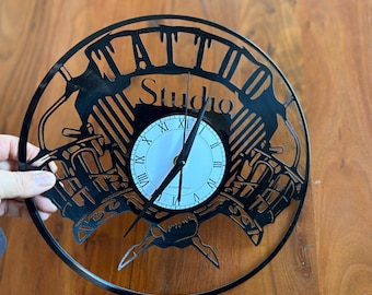 Tattoo Studio Record Clock TheKreativVinylShop Gift Idea Wall Clock Vinyl Clock