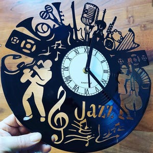 Jazz Music Record Clock TheKreativVinylShop Gift Idea Wall Clock Vinyl Clock