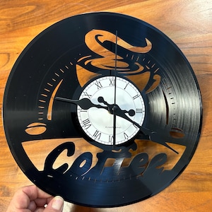 Coffee Coffee Record Clock TheKreativVinylShop Gift Idea Wall Clock Vinyl Clock