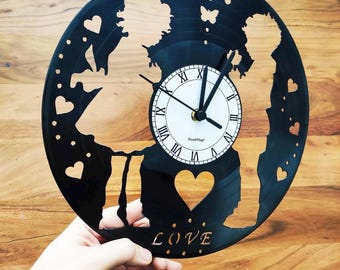 Love record clock TheKreativVinylShop gift idea wall clock vinyl clock