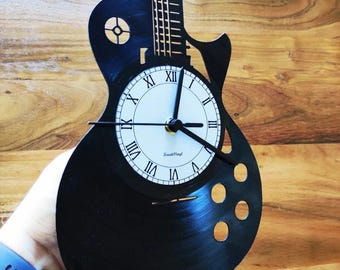 E Guitar LP Record Clock TheKreativVinylShop Gift Idea Wall Clock Vinyl Clock