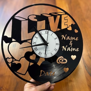 Orologio da parete con disco d&#39;amore TheKreativVinylShop idea regalo orologio da parete orologio in vinile