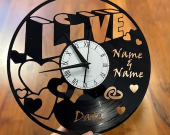 Love record clock TheKreativVinylShop gift idea wall clock vinyl clock