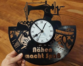 Sewing Machine Sewing Machine Record Clock TheKreativVinylShop Gift Idea Wall Clock Vinyl Clock