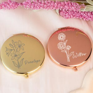Personalized Makeup Mirror with Name, Custom Bridesmaid Gifts,Engraved Pocket Mirror,Wedding Gifts,Birthday Keepsake Gifts,Bridal Party Gift