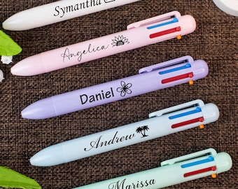 Custom Name 6 in 1 Multi-Color Ballpoint Pen, Personalized Multipurpose Pen, Gifts for Her, Co-workers Gifts, Graduations Gifts for Teacher