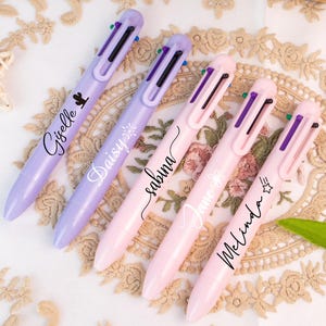 Multi Color Clear 6-in-1 Ball Point Pen, Color Coding Pen for Planners School Office Study, Rainbow Ink Pens, Retro Vintage Color Ink Pen