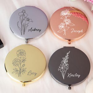 Taschen-Make-up-Spiegel mit Gravur, Brautjungfer Geschenk, Taschen-Make-up-Spiegel, Brautparty-Geschenk, Taschenspiegel, Personalisierter Taschenspiegel, Brautjungfern-Dankeschön-Geschenk