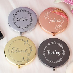 Compact Mirror Personalized Gift for Her, Bridesmaid Proposal, Pocket Mirror, Bridesmaid Gifts, Engraved Mirror Gift for Women