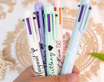 Custom Name 6 in 1 Multi-Color Ballpoint Pen, Personalized Multipurpose Pen, Gifts for Her, Co-workers Gifts, Graduations Gifts for Teacher